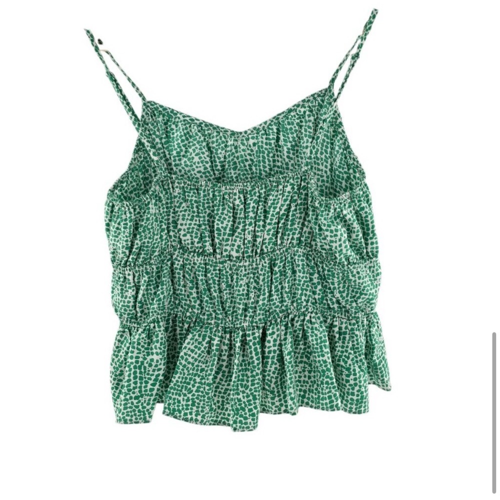 Lulus Green Dot Ruffled Tank - Picture 7 of 8
